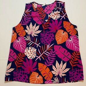 Violet & Claire Size L Purple Pink Tropical Sleeveless Tank Top Blouse